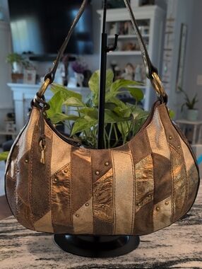 Fossil Patchwork Leather Hobo Shoulder Bag - VINTAGE